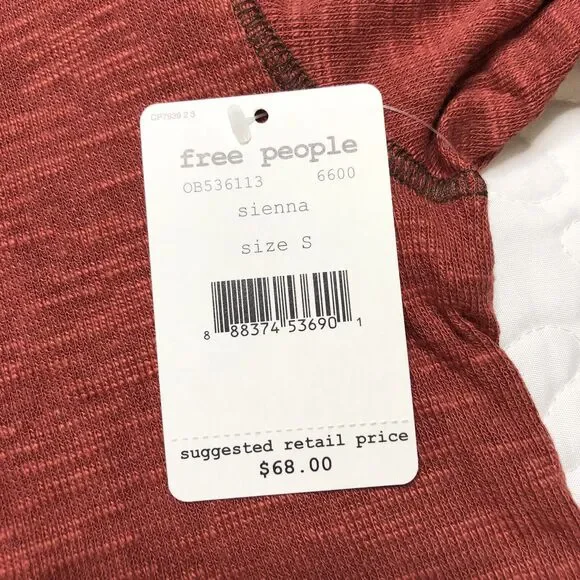 NWT Free People Small Red Orange Split Back Turtleneck Knit Top Tunic OB536113 - Picture 3 of 10